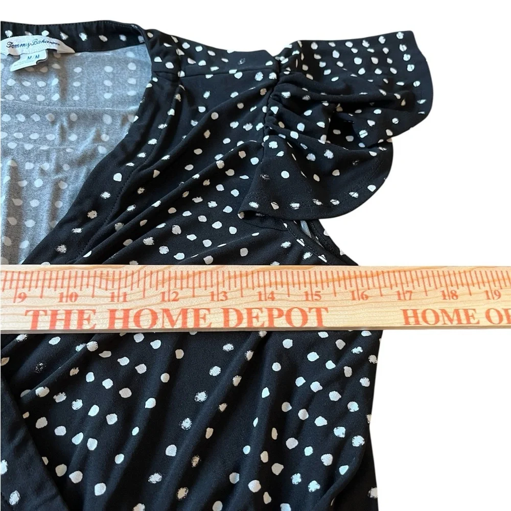 Tommy Bahama Dunmore Dot Black Dress Tassel Ties Size Medium Summer Boho Resort - Picture 7 of 8